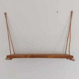 Rustic Hanging Wooden Shelf - Natural Brown
